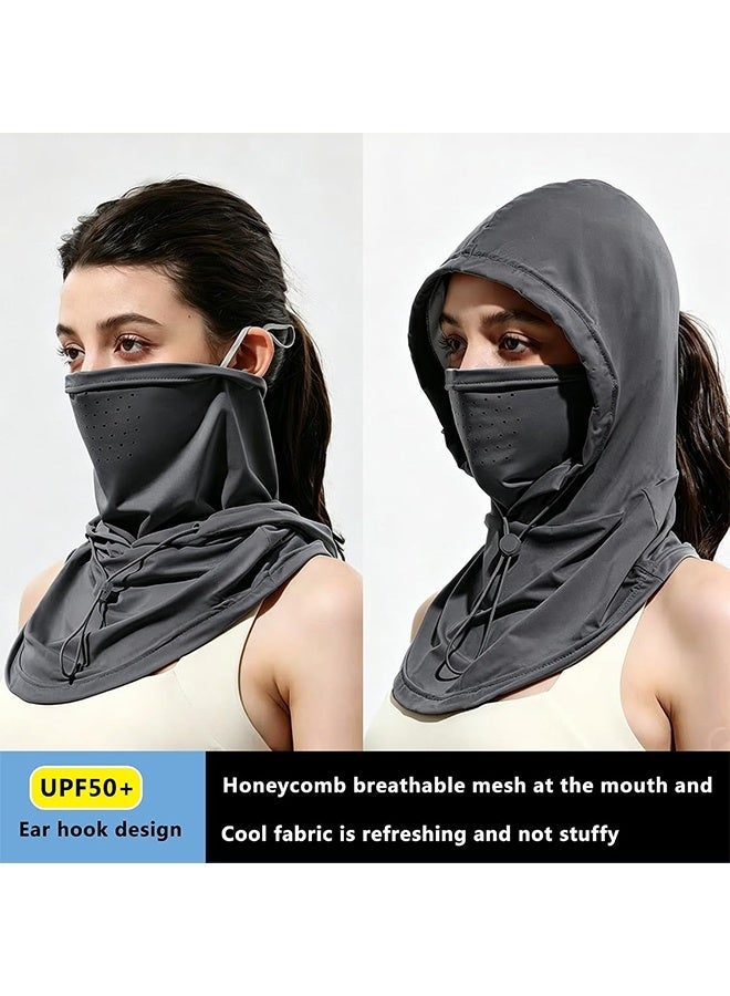 Wffo Summer UV Protection Balaclava Hat with Neck Guard & Face Mask for Cycling, Travel & Outdoor Activities - Unisex/Dark Gray - Image 2