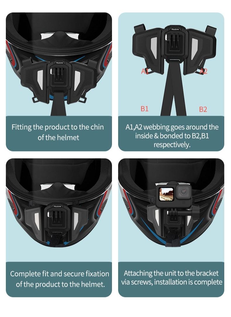 TELESIN - TELESIN Upgraded Motorcycle Helmet Chin Mount for GoPro and Action Camera - Image 1