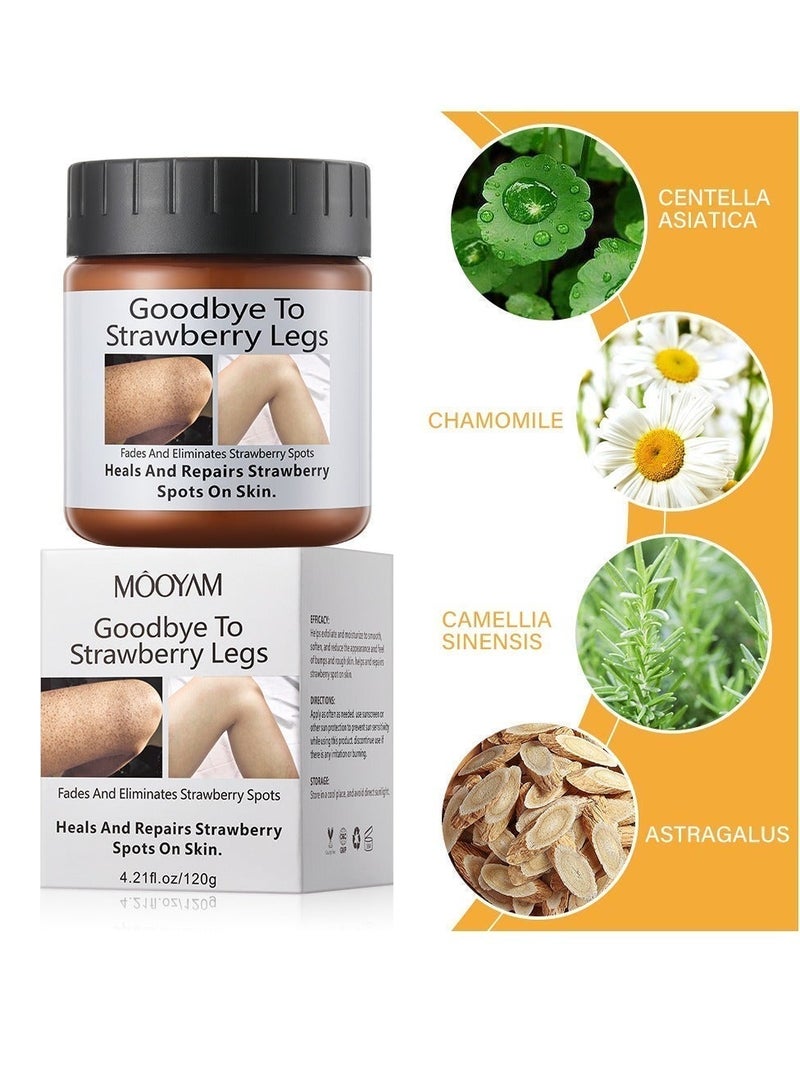 MOOYAM Strawberry Legs Treatment 120g | Cream for Red Bumps and Strawberry Spots Exfoliates Fades Dark Spots Heals Rough Skin Smoothing Formula for Women Men - Image 5
