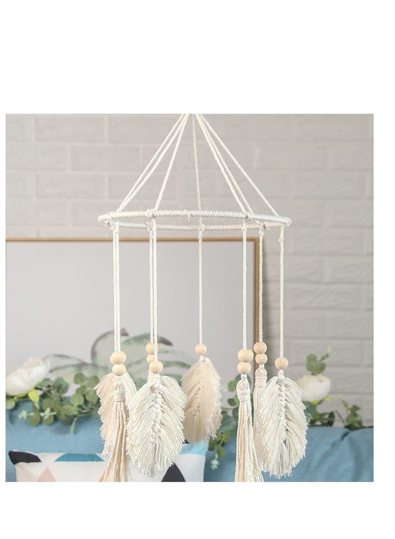 NIBEMINENT Boho Crib Mobile,Neutral Baby Mobile,Baby Mobile for Crib,Boho Nursery Decor,Handmade Ceiling Decoration - Image 1