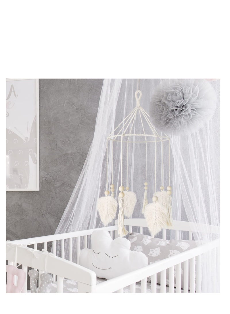NIBEMINENT Boho Crib Mobile,Neutral Baby Mobile,Baby Mobile for Crib,Boho Nursery Decor,Handmade Ceiling Decoration - Image 2