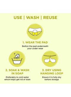 PEESAFE Reusable Sanitary Pads For Women Anti-Bacterial Superb Absorbency Lasts Up To 60 Washes 3 Regular  - Image 5