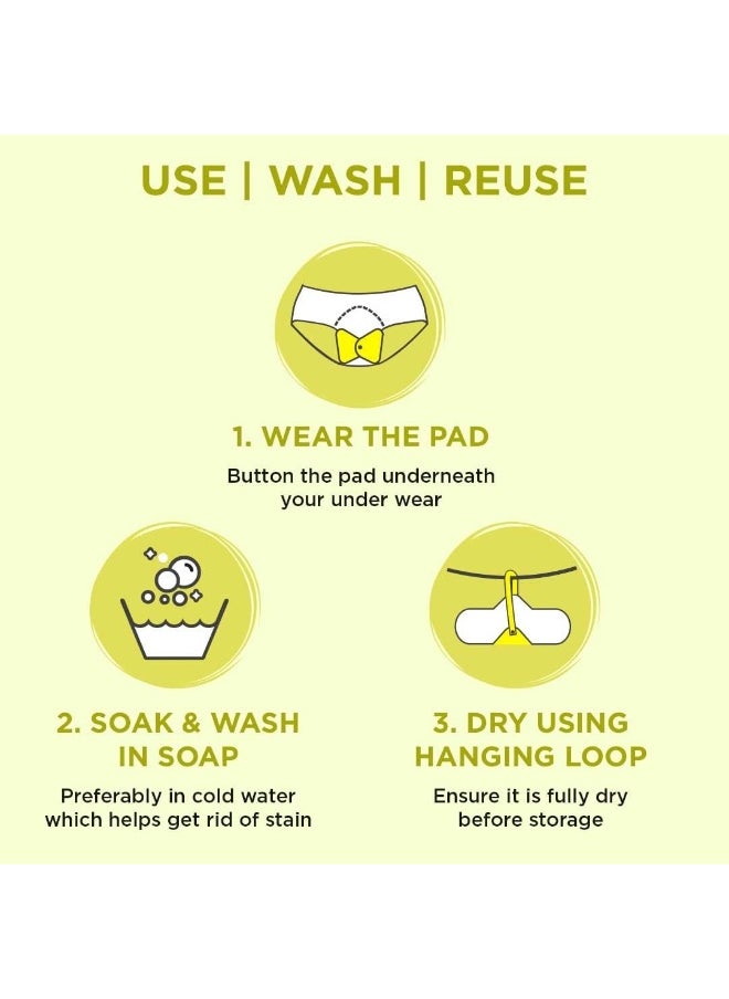 PEESAFE - Reusable Sanitary Pads For Women Anti-Bacterial Superb Absorbency Lasts Up To 60 Washes 3 Regular - Image 1