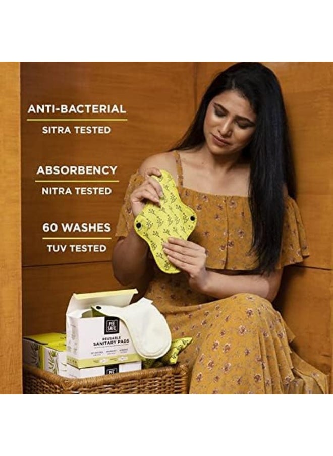 PEESAFE - Reusable Sanitary Pads For Women Anti-Bacterial Superb Absorbency Lasts Up To 60 Washes 3 Regular - Image 1