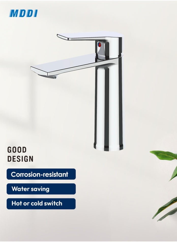 مودي خلاط حوض حمام بيد واحدة | صنبور ماء ساخن وبارد | تصميم حديث بطلاء كروم | مضاد للتناثر | مقاوم للتآكل - Image 1