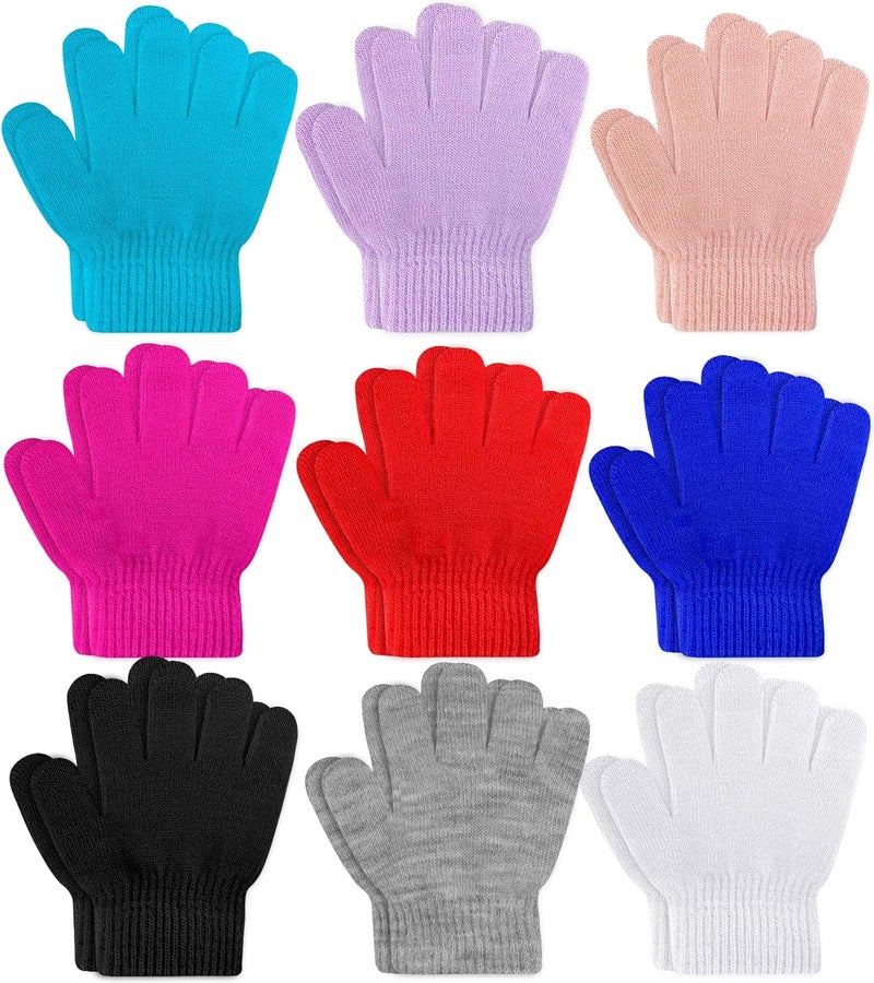 ONESING 3-24 Pairs Winter Knit Gloves for Kids - White Finger Gloves for Boys and Girls - Image 1