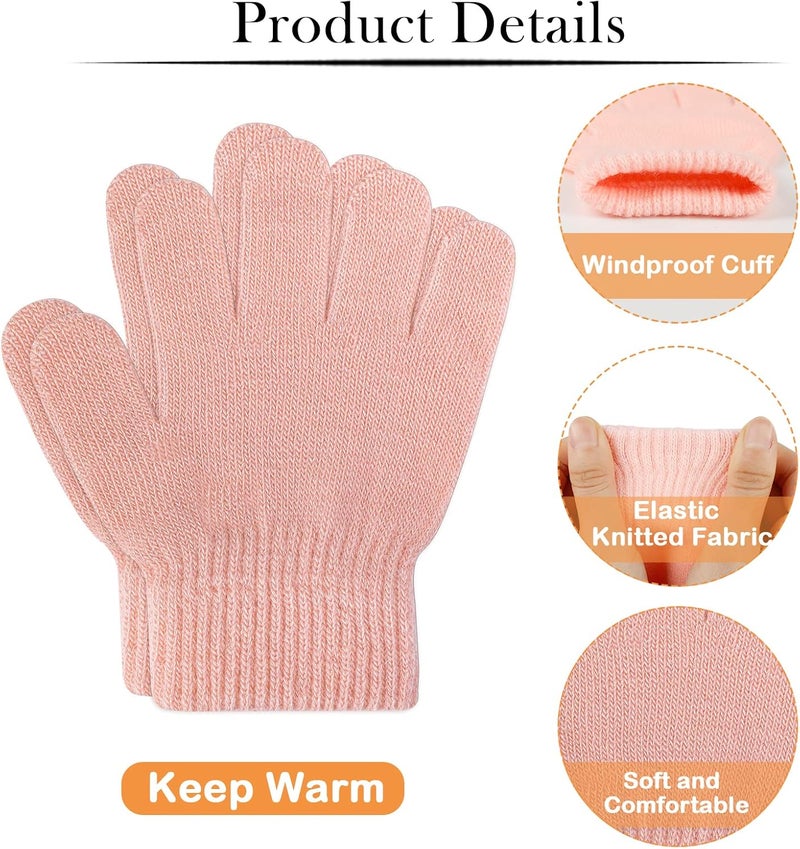 ONESING 3-24 Pairs Winter Knit Gloves for Kids - White Finger Gloves for Boys and Girls - Image 2