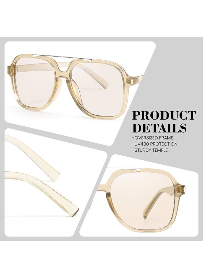 SODQW Trendy Aviator Sunglasses for Women Men UV400 Designer 70s Shades for Driving Traveling Trendy 2026 Sunglasses, 04-brown/Light Brown, Medium - Image 3
