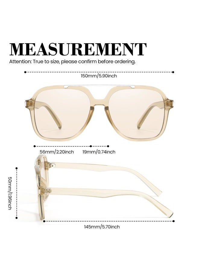 SODQW Trendy Aviator Sunglasses for Women Men UV400 Designer 70s Shades for Driving Traveling Trendy 2026 Sunglasses, 04-brown/Light Brown, Medium - Image 4