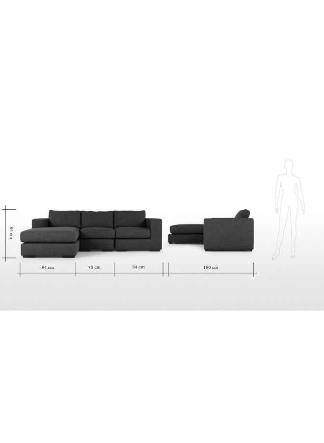 Retro Modern corner sofa 190 cm - dark gray - Image 3