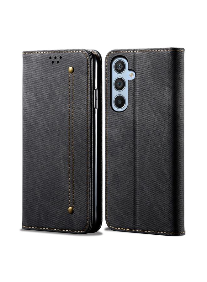 اس-توب جراب لهاتف Samsung Galaxy A56 5G بتصميم كاجوال من قماش الدنيم مع قلاب أفقي من الجلد - Image 1