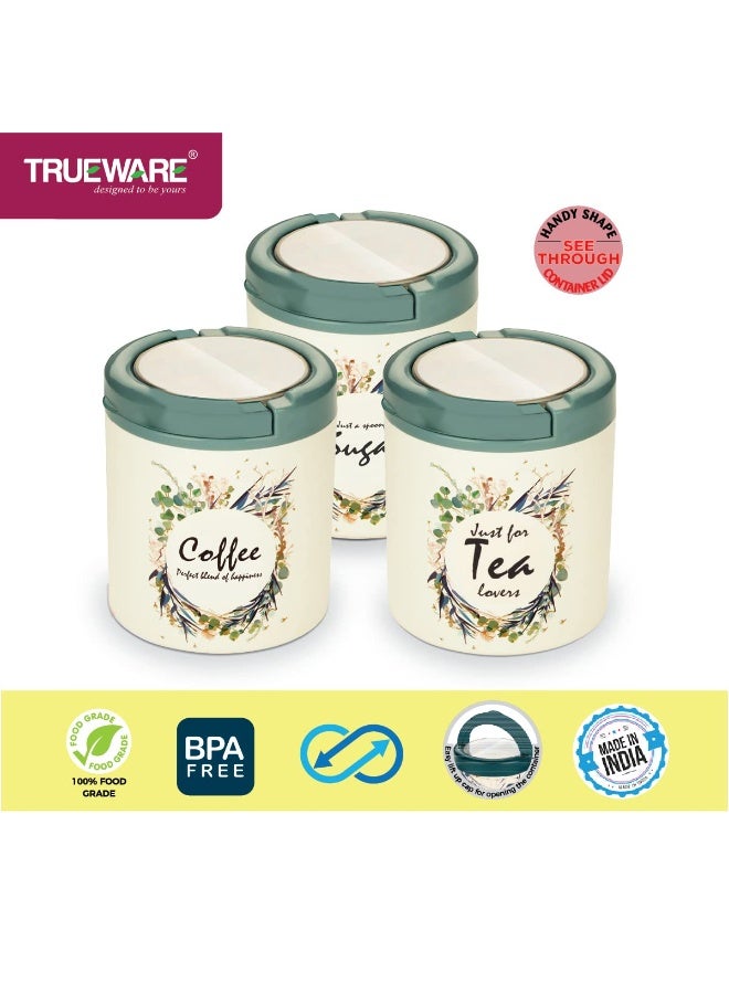 Trueware علب تخزين الشاي والقهوة من ترو وير، قابلة للرفع | طقم من 3 قطع | علب | 750 مل لكل علبة | محكمة الإغلاق | خالية من مادة BPA | مصنوعة من مواد آمنة غذائيًا 100% | مقاومة للروائح | تخزين المطبخ | أدوات المطبخ | بلاستيك - Image 4
