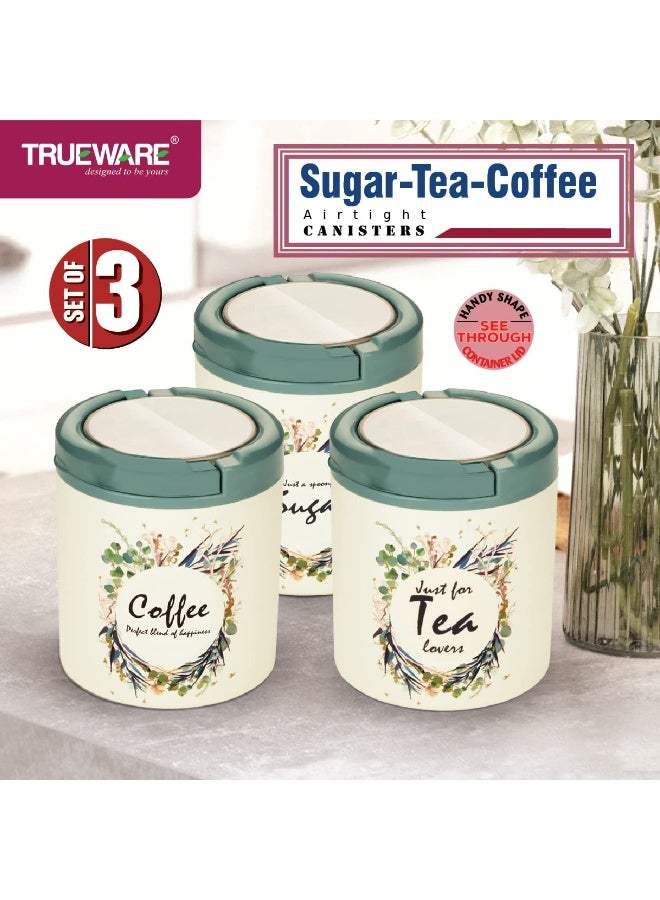 Trueware علب تخزين الشاي والقهوة من ترو وير، قابلة للرفع | طقم من 3 قطع | علب | 750 مل لكل علبة | محكمة الإغلاق | خالية من مادة BPA | مصنوعة من مواد آمنة غذائيًا 100% | مقاومة للروائح | تخزين المطبخ | أدوات المطبخ | بلاستيك - Image 3