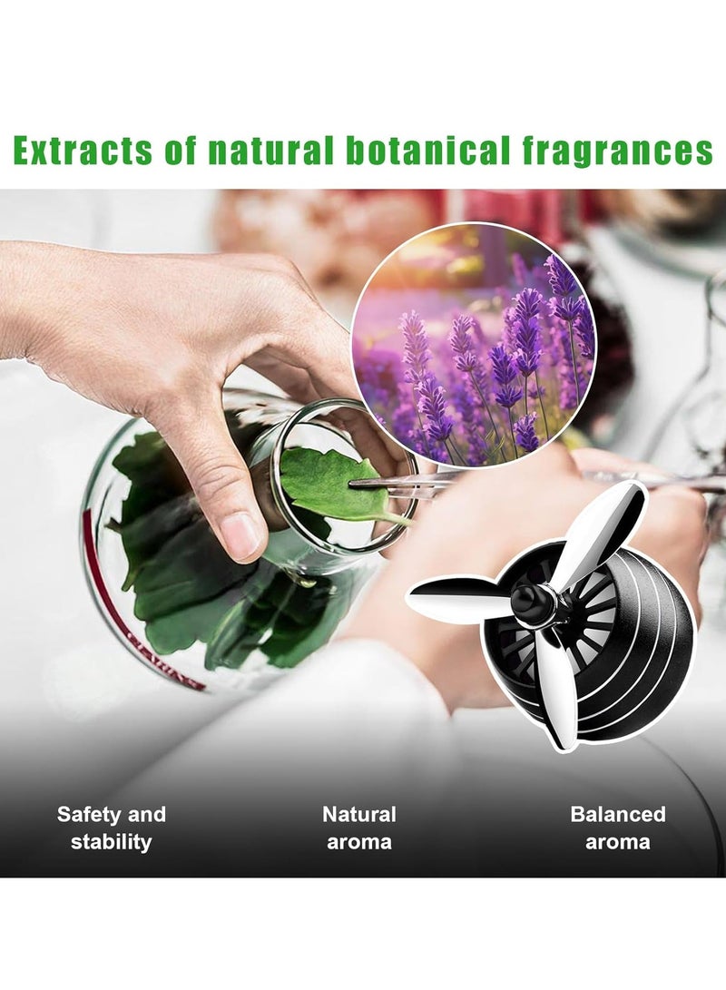 عبوة من 2 عطر سيارة بمنفذ تكييف هواء السيارة ومروحة صغيرة للعلاج بالروائح، مشبك للعلاج بالروائح على شكل مروحة سلاح الجو مع ضوء (أزرق يحتوي على 6 أقراص للعلاج بالروائح) - Image 5