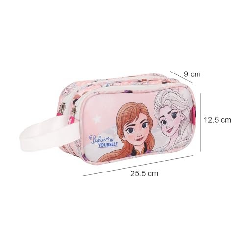 Comiclyfe Disney Frozen Pencil Pouch for Girls – Official Licensed Anna & Elsa 2 Compartment Large Capacity School Pouch | Cute Stationery Pencil Case for Kids Girls (Pink) - Image 3