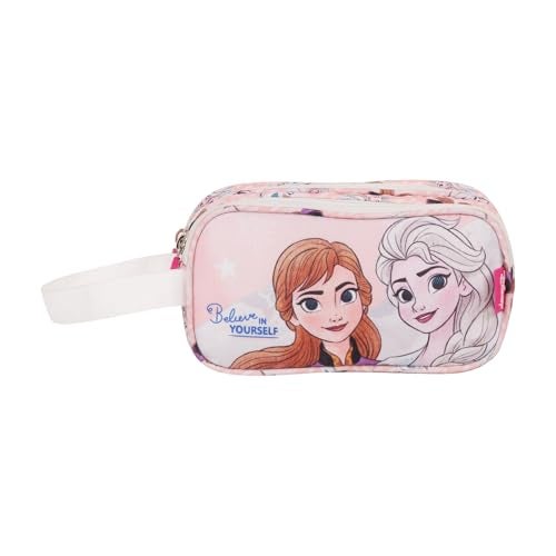Comiclyfe Disney Frozen Pencil Pouch for Girls – Official Licensed Anna & Elsa 2 Compartment Large Capacity School Pouch | Cute Stationery Pencil Case for Kids Girls (Pink) - Image 1