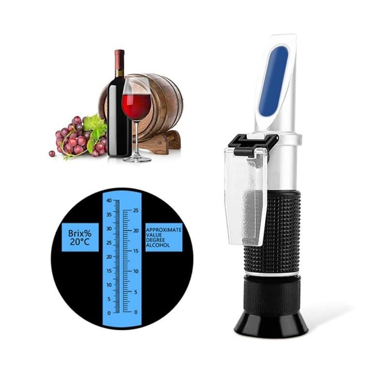 Refractometer, Handheld Alcohol Sugar Refractometer Wine Concentration Meter Densitometer 0-25% Alcohol Beer 0-40% Grapes Refractometer - Image 2
