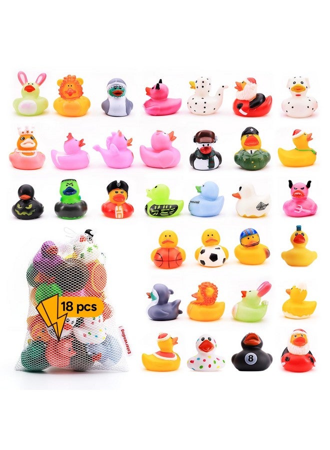 Entervending Rubber Duck Toy Assortment - Ducky Playset Bath Toys in Mesh Bag - Jeep Ducks for Ducking - Rubber Duckies for Beach Pool - Goody Bag Stuffers Classroom Prizes 18 Pcs - Image 1