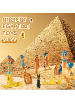 واي آند دي SYOSI 24 Pcs Ancient Egypt Mini Toys, Miniatures Buildings Pyramid Mummy Sphinx Statue Themed Toys Decorations  - Image 3