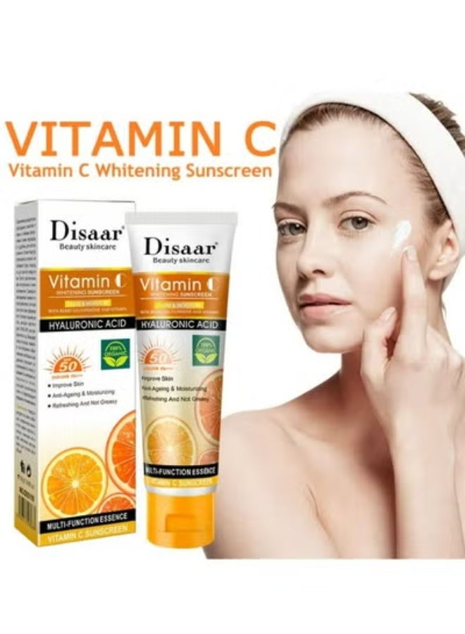 كريم واقٍ من الشمس بفيتامين سي SPF 50 واقٍ من الشمس لتفتيح البشرة وحماية من الأشعة فوق البنفسجية 50 جرام