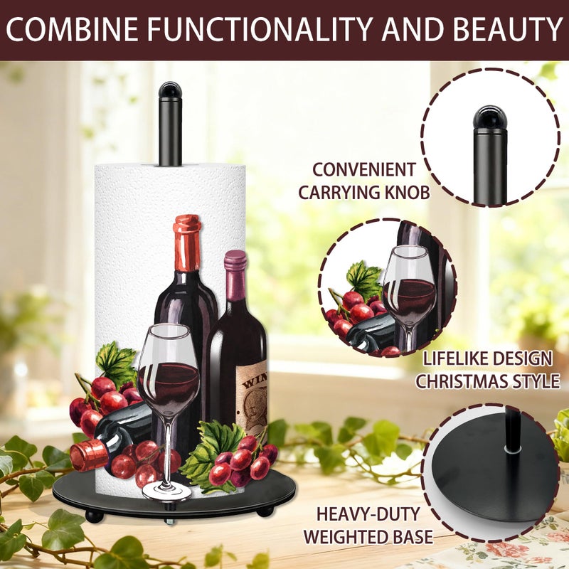 Taesun Wine Paper Towel Holder, Wine Decor for Countertop Cute Farmhouse Home Table, Housewarming Birthday Gifts - Image 5