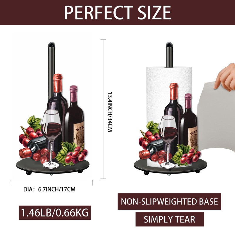 Taesun Wine Paper Towel Holder, Wine Decor for Countertop Cute Farmhouse Home Table, Housewarming Birthday Gifts - Image 2
