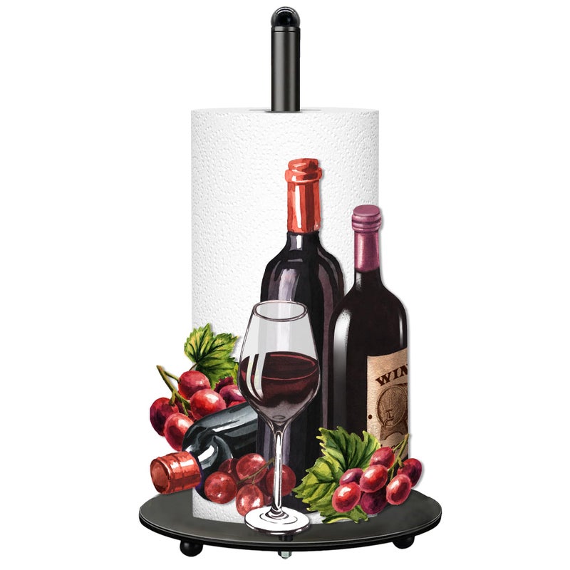 Taesun Wine Paper Towel Holder, Wine Decor for Countertop Cute Farmhouse Home Table, Housewarming Birthday Gifts - Image 1