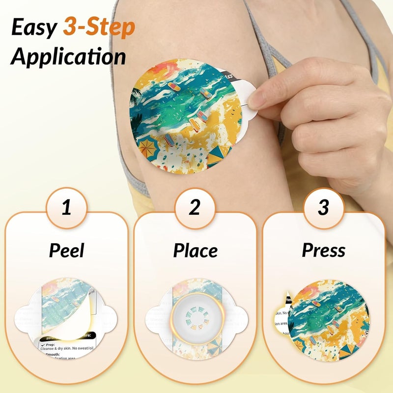 Amolyfe Libre 3 & Plus Sensor Covers Waterproof, 10 Pack - Beach Design - Image 5
