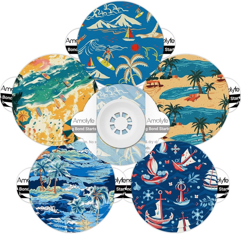 Amolyfe Libre 3 & Plus Sensor Covers Waterproof, 10 Pack - Beach Design - Image 1