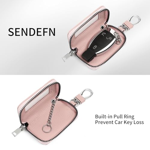 SENDEFN Universal Car Key Fob Case Leather Smart Remote Keychain Protector Holder - Image 2