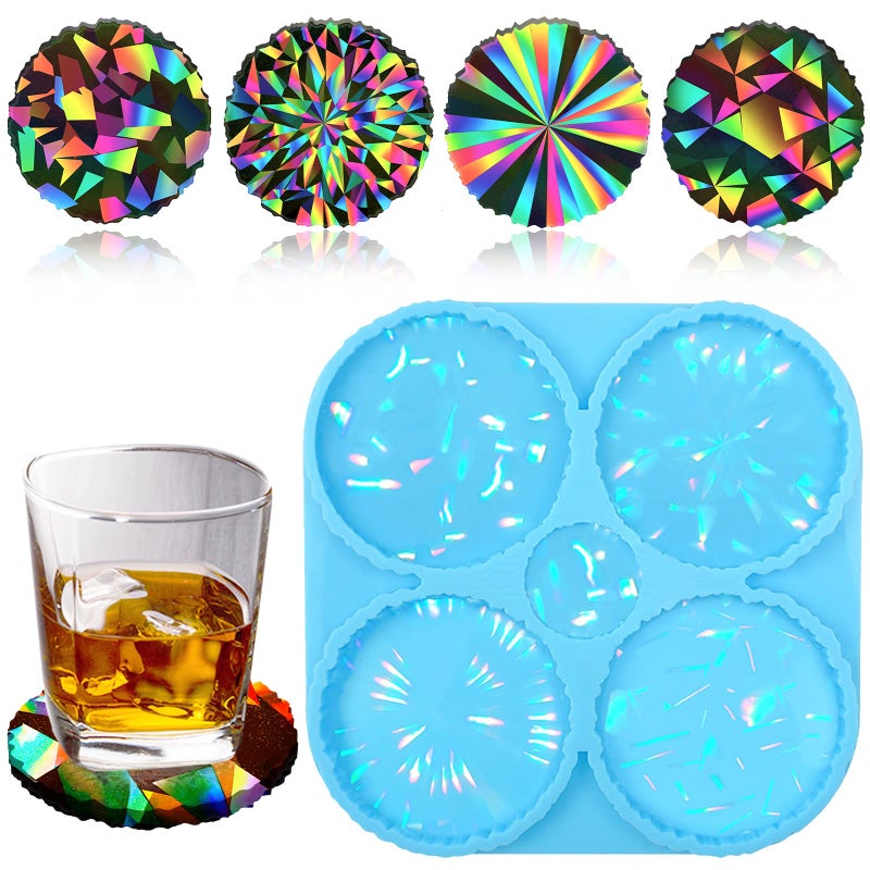 DoreenBow Holographic Coaster Molds - Silicone Mold for Resin Casting, Epoxy Resin Molds for Coasters Making - Image 1
