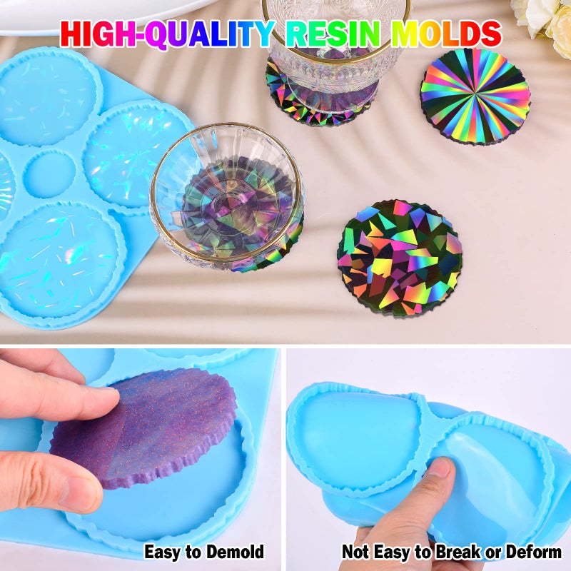 DoreenBow Holographic Coaster Molds - Silicone Mold for Resin Casting, Epoxy Resin Molds for Coasters Making - Image 2