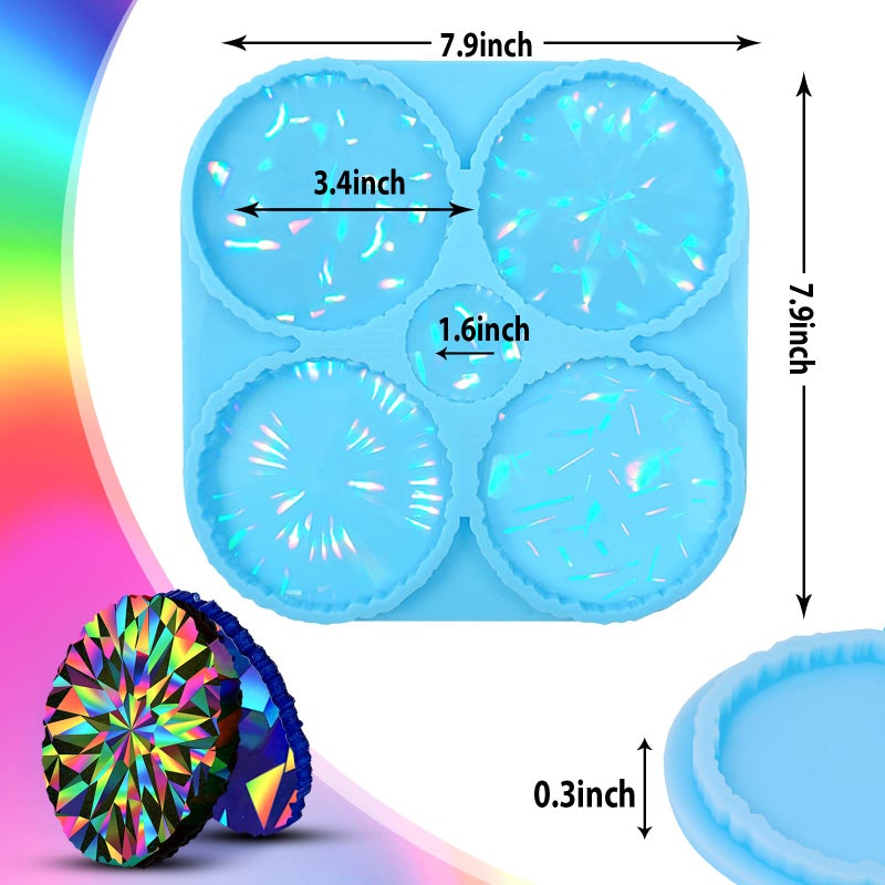 DoreenBow Holographic Coaster Molds - Silicone Mold for Resin Casting, Epoxy Resin Molds for Coasters Making - Image 4