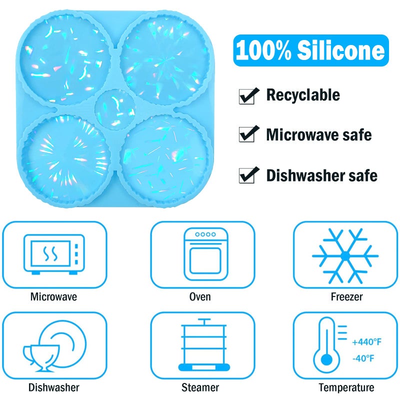 DoreenBow Holographic Coaster Molds - Silicone Mold for Resin Casting, Epoxy Resin Molds for Coasters Making - Image 5
