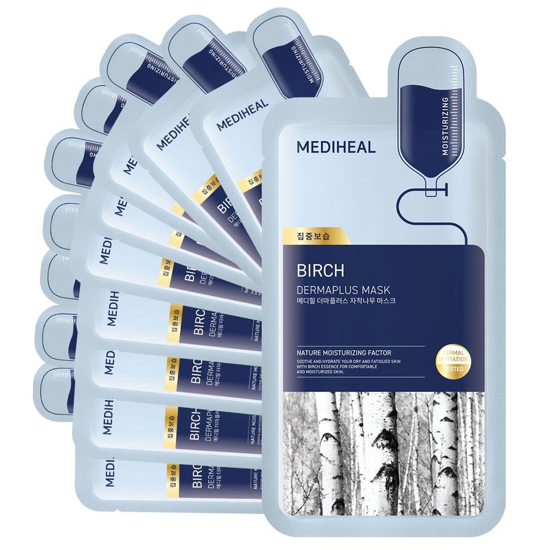 Mediheal Dermaplus Cica Mask (10 Counts) - Daily Vegan Mask for Calming Skin with Panthenol & Hyaluron, Korean Self Skin Care Sheet Mask - Image 1