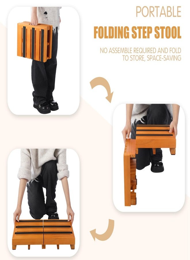 Fiwochic Wooden Step Stool 3 Inch One-Step Non-Slip Outdoor Platform Heavy Duty Portable Half-Step Ideal for Seniors with Knee Issues, Safe Step Stool for Outdoor Bathroom Kitchen Bed(Oak Color) - Image 3