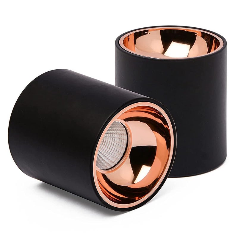 18 Watt Black Body Antiglare LED Round Cylinderical Surface COB Spotlight with Rose Gold Reflector for Indoor and Outdoor Use in The Office Home and Yard Warm White Pack of 1 - Image 2