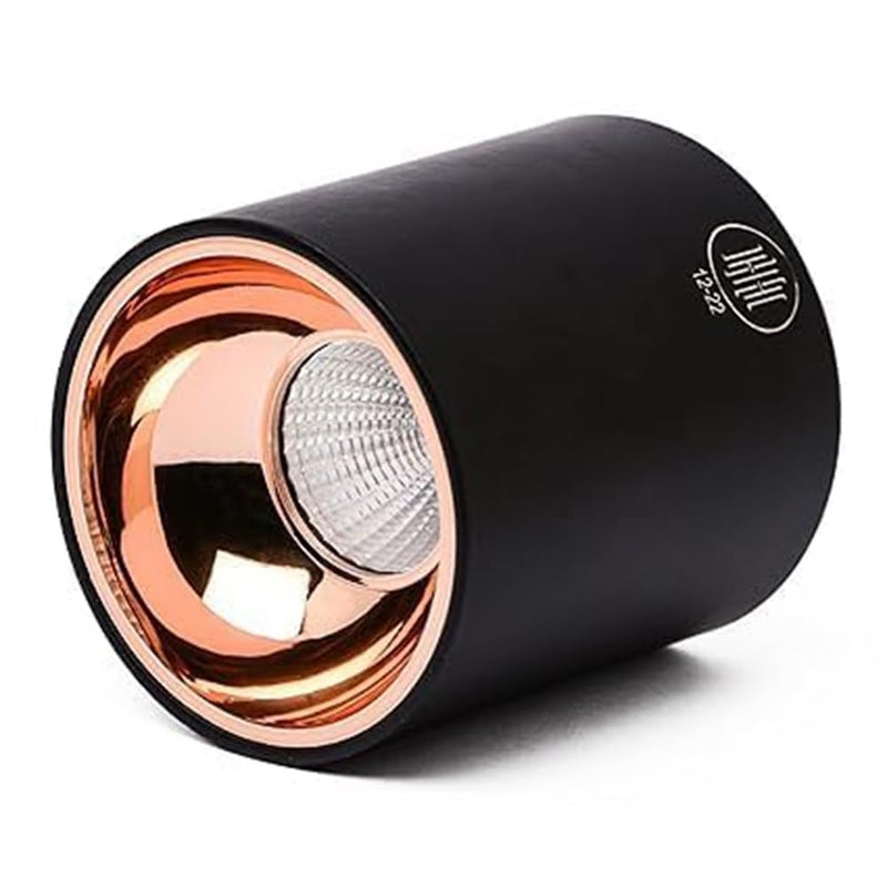 18 Watt Black Body Antiglare LED Round Cylinderical Surface COB Spotlight with Rose Gold Reflector for Indoor and Outdoor Use in The Office Home and Yard Warm White Pack of 1 - Image 3