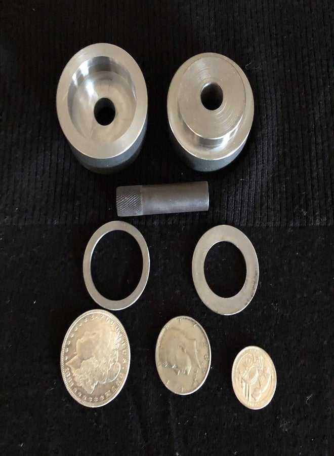 USAReplacementparts Coin Ring Puncher & Spacer Set | Golden Punch Metal Hole Jewelry Making Tools | 4 Punches Ring Making Tool | Self Centering Punches Set | Coin Punch Kit Made in USA - 1.60 Pound - Image 1