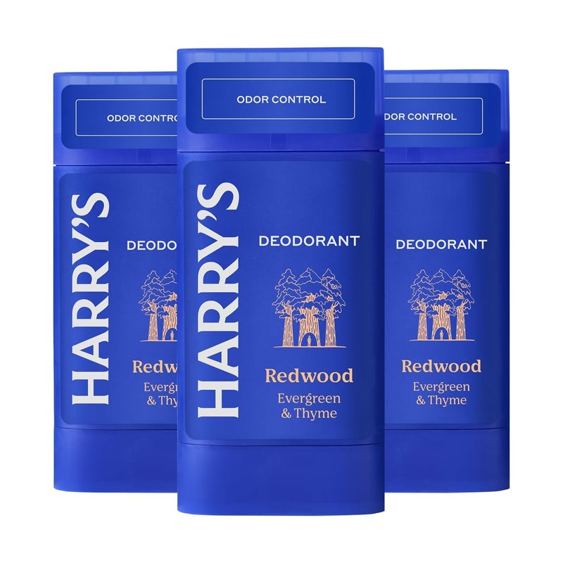 Harry's Aluminum Free Deodorant for Men - Odor Control, Redwood Scent, 2.5 Oz, 3-Pack, Men Deodorant Aluminum Free