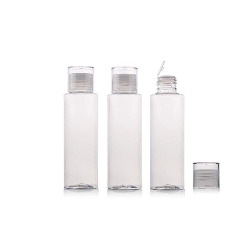 6 قطع زجاجة بلاستيكية فارغة قابلة لإعادة التعبئة سعة 100 مل/3.4 أونصة مع غطاء لولبي ومخفض فتحة لتغليف السفر لمستحضرات التجميل