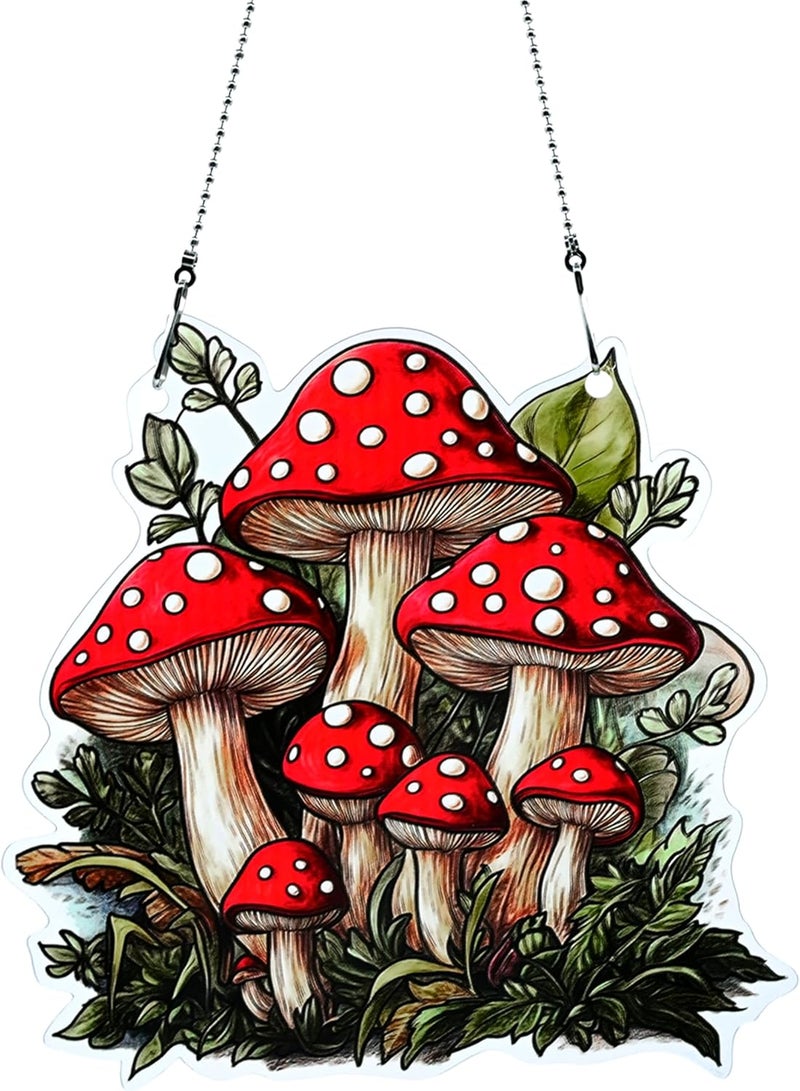 thmnj Mushroom Ornaments Colorful Window Hanging Decorations Home Wall Decor for Indoor Outdoor - Image 1