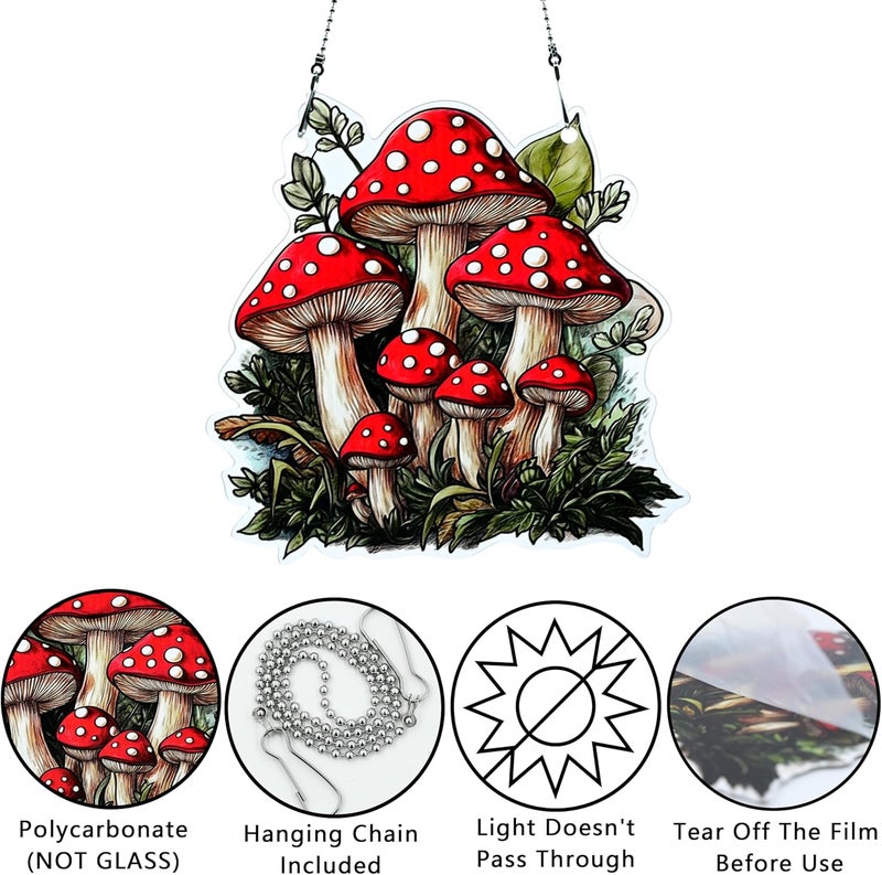 thmnj Mushroom Ornaments Colorful Window Hanging Decorations Home Wall Decor for Indoor Outdoor - Image 3