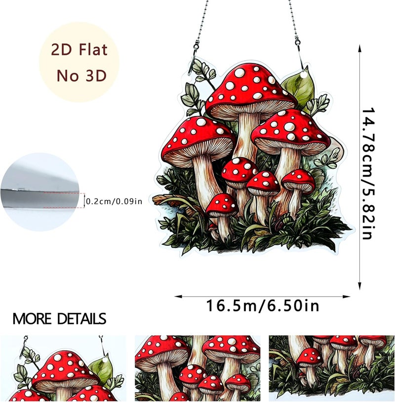 thmnj Mushroom Ornaments Colorful Window Hanging Decorations Home Wall Decor for Indoor Outdoor - Image 2