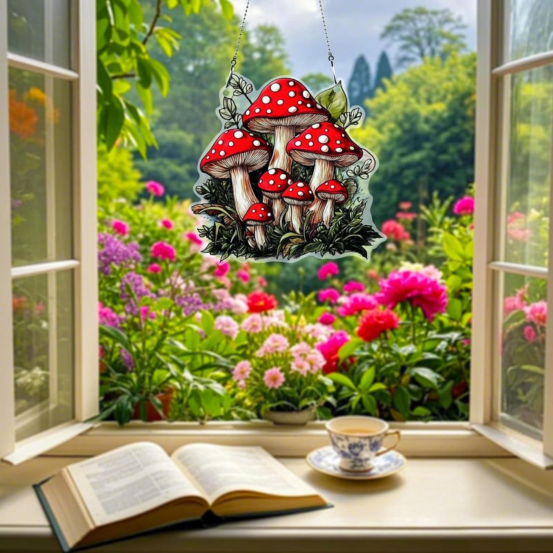 thmnj Mushroom Ornaments Colorful Window Hanging Decorations Home Wall Decor for Indoor Outdoor - Image 5