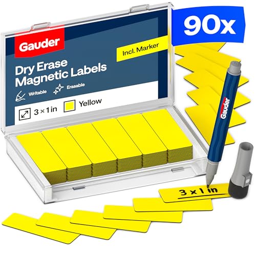 GAUDER Magnetic Dry Erase Labels | 90x Magnetic Labels (3 Inches x 1 Inch) | Dry Erase Magnets for Classroom, Whiteboard and Blackboard - Image 1