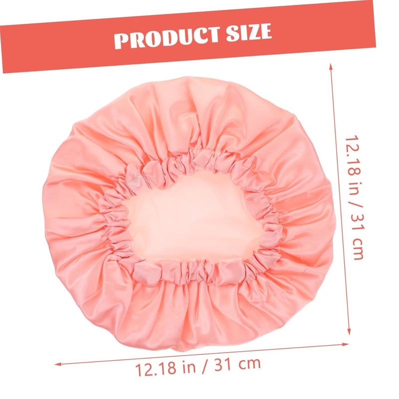 Mikinona 2 Pack Satin Shower Caps for Women Reusable Hair Protection Sleeping Bathing Bonnet - Image 2