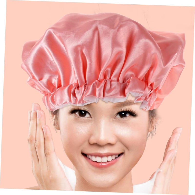 Mikinona 2 Pack Satin Shower Caps for Women Reusable Hair Protection Sleeping Bathing Bonnet - Image 3