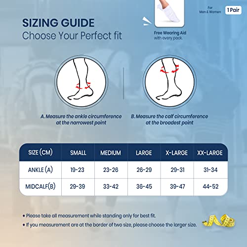 Sorgen Royale (Microfiber) Extra Soft Superior Fabric Medical Compression Stockings for Varicose Veins Class 2 Knee Length for men and women with free wearing glider (Large) - Image 3