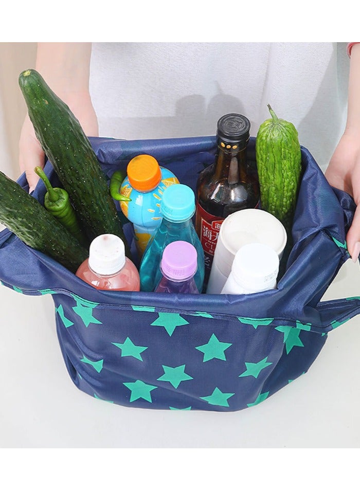 Portable Reusable Shopping Grocery Bag with Pouch Foldable, Washable ,  Heavy Duty Tote, Eco-Friendly Purse Bag Fits in Pocket Waterproof & Lightweight Reusable Grocery Bag  - Image 3